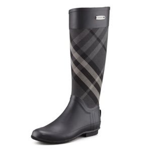 BURBERRY CLEMENCE CHECK PANEL RAIN BOOTS